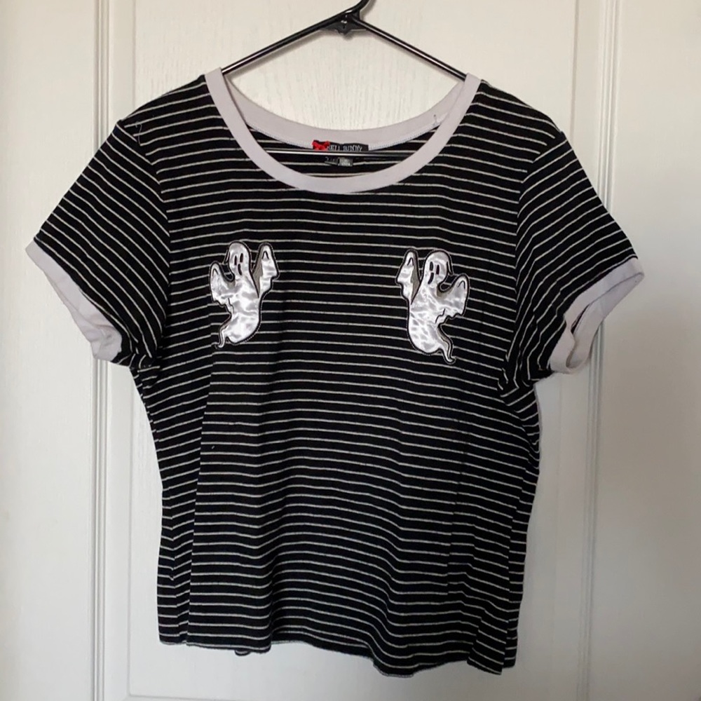 Hell Bunny Striped Ghost Patch T-Shirt